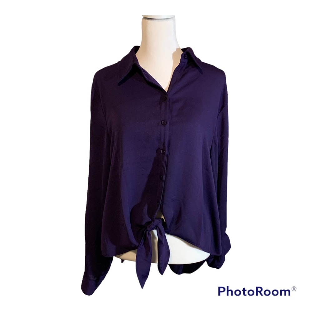 CHICO’S  NWT, Himalayan purple, ladies tie L/S blouse